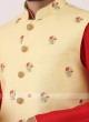 Art Silk Embroidered Yellow Color Nehru Jacket